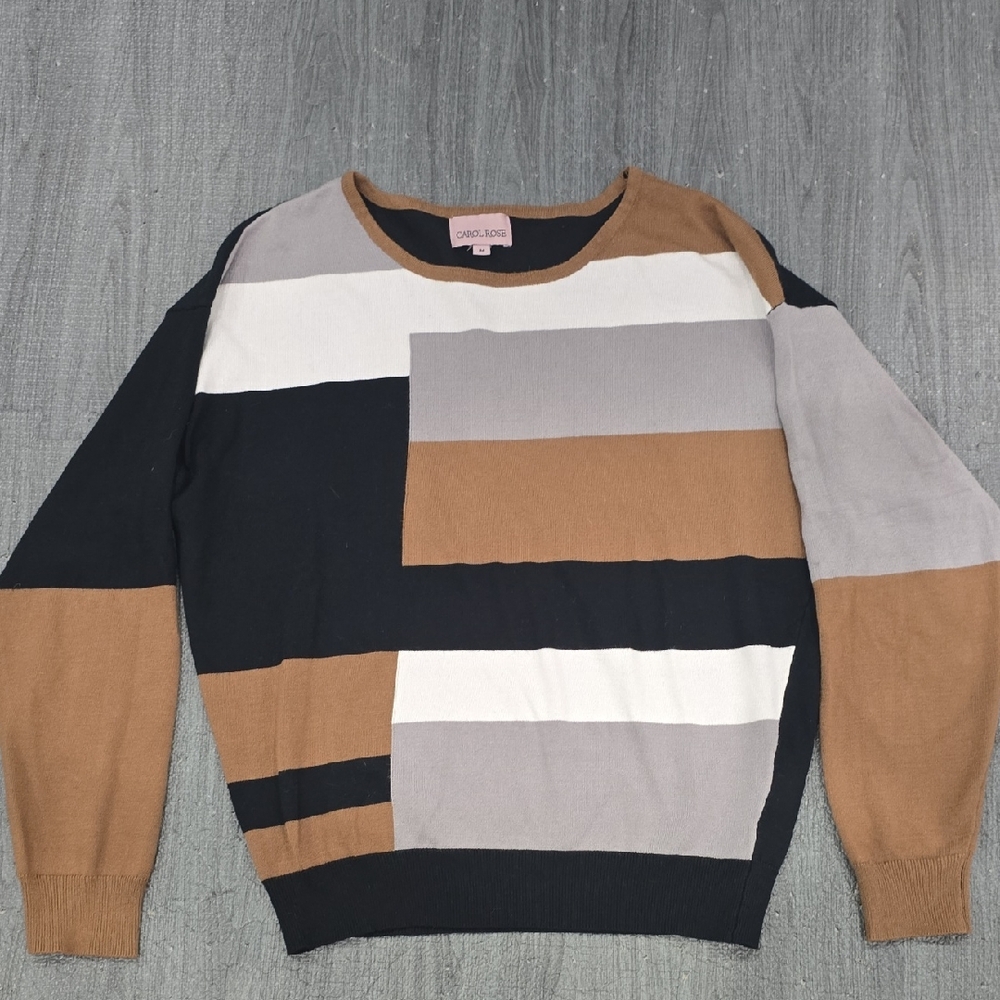 Women's Carol Rose Sweater Shirt Black And Tan Size Medium
